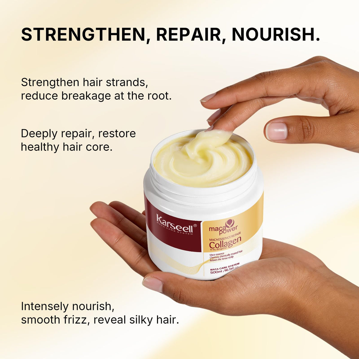 Karseell collagen hair mask 300ml jar packaging texture