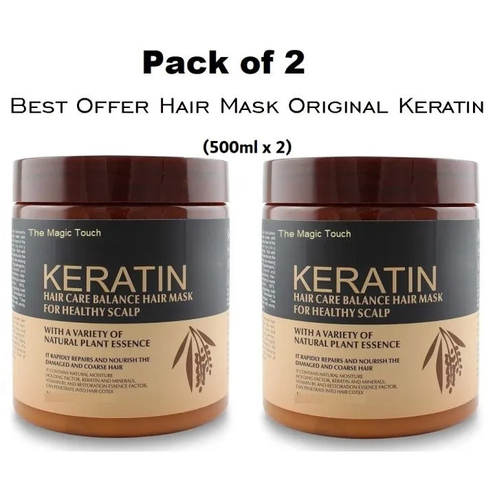 Pack of 2 Keratin Hair Mask Treatment 500ml tubs for dry damaged hair