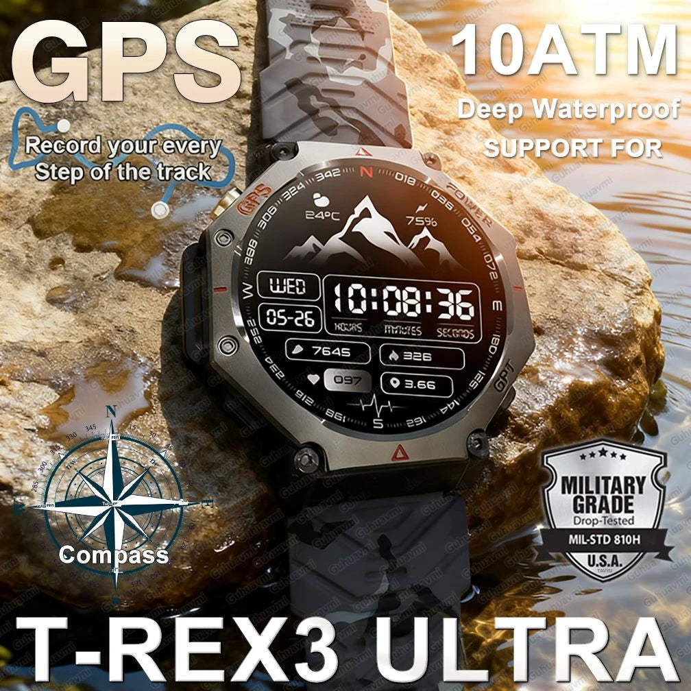 Rugged GPS Outdoor Smartwatch – 10ATM, AMOLED, Compass