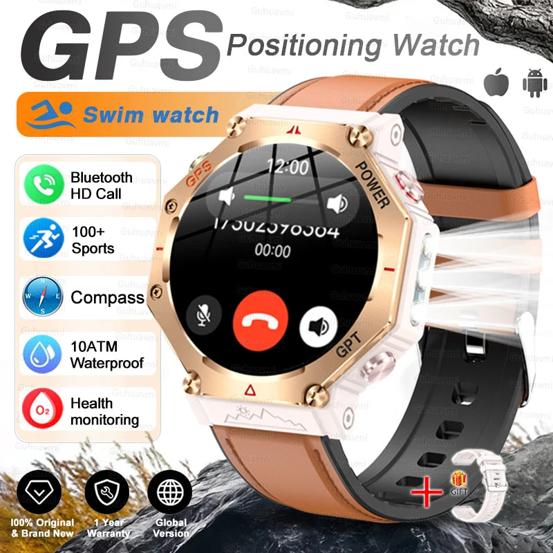 pink Leather Color Rugged GPS Outdoor Smartwatch – 10ATM, AMOLED, Compass