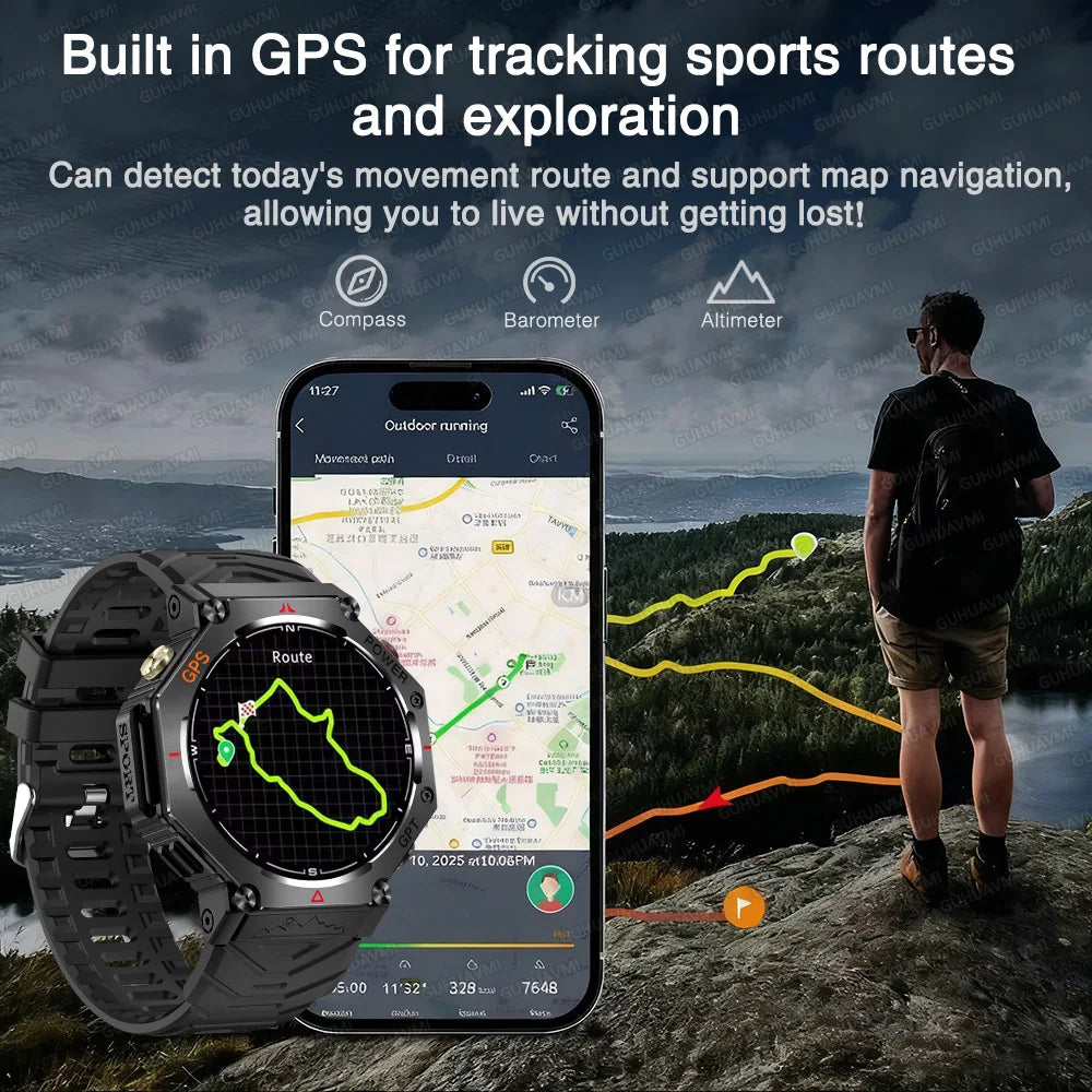 Rugged GPS Outdoor Smartwatch – 10ATM, AMOLED, Compass