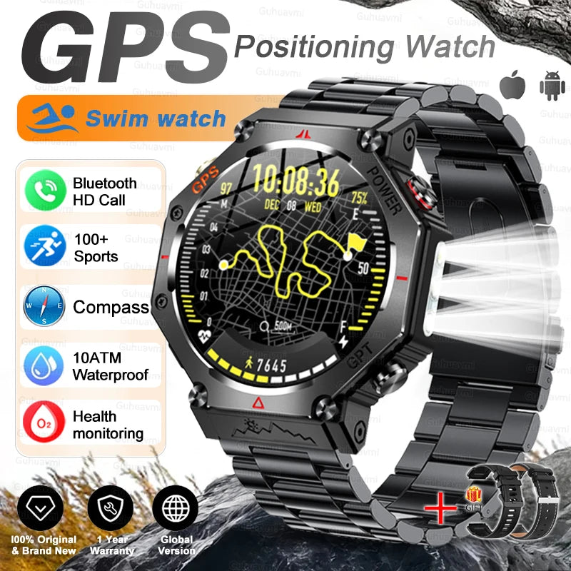 Black Steel 2A Color Rugged GPS Outdoor Smartwatch – 10ATM, AMOLED, Compass