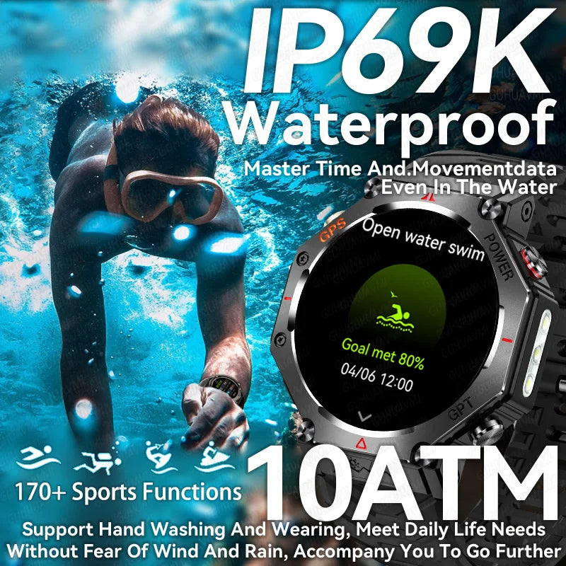 Rugged GPS Outdoor Smartwatch – 10ATM, AMOLED, Compass