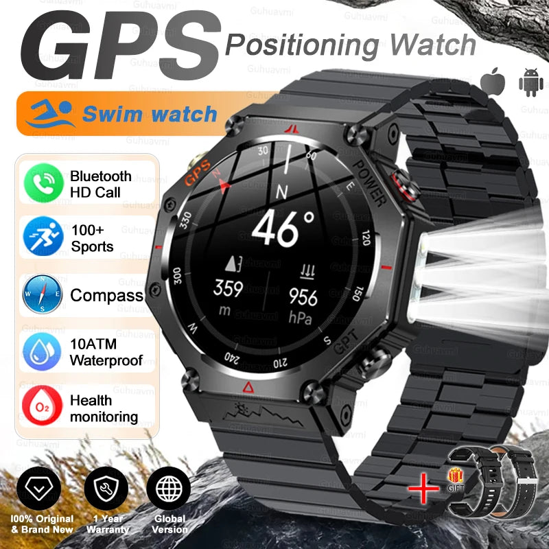 Black Steel B 2A Color Rugged GPS Outdoor Smartwatch – 10ATM, AMOLED, Compass
