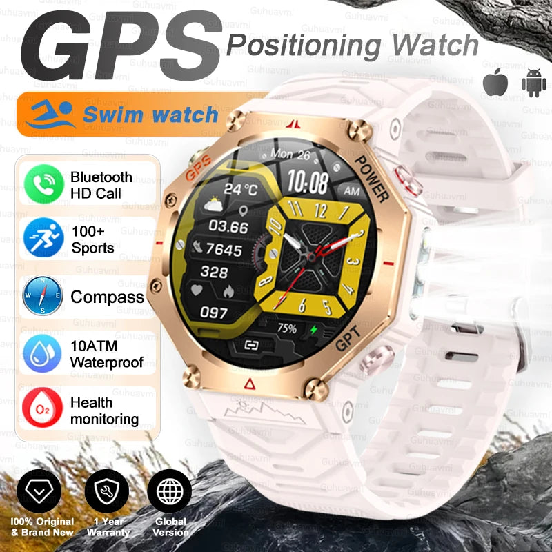 pink Color Rugged GPS Outdoor Smartwatch – 10ATM, AMOLED, Compass