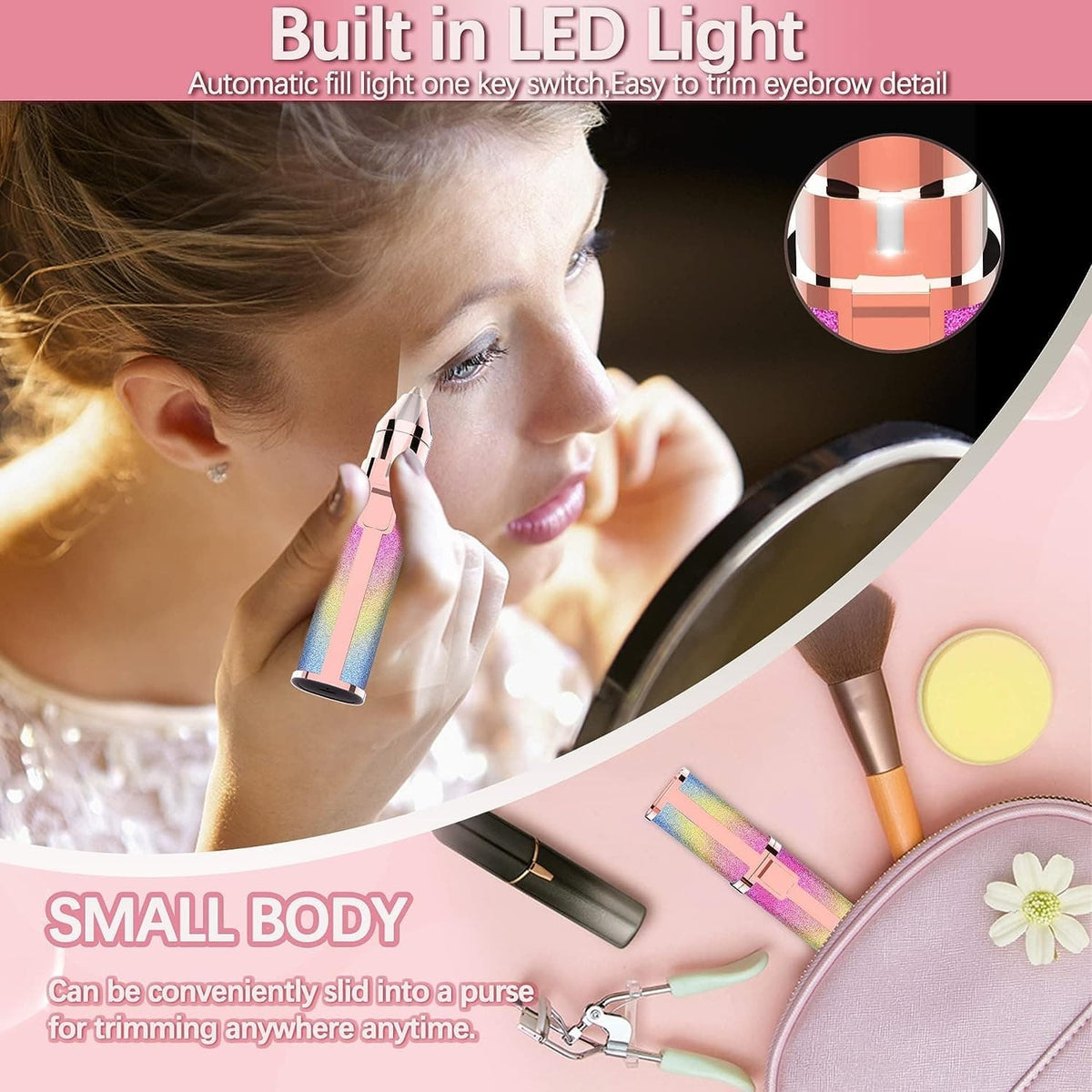 Trimming eyebrows using 2 in 1 electric eyebrow shaver tool