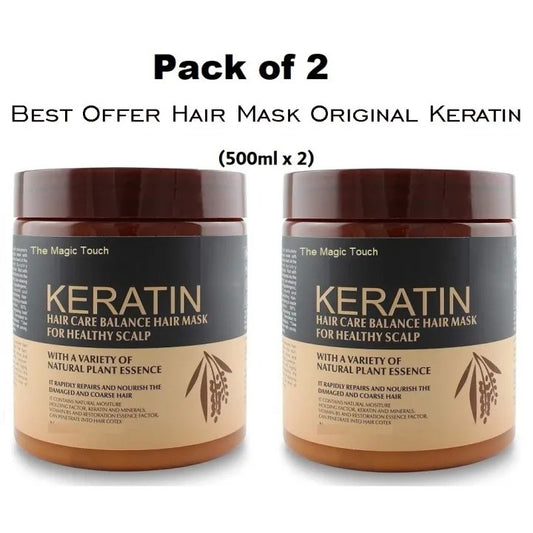 Pack of 2 Keratin Hair Mask Treatment 500ml tubs for dry damaged hair